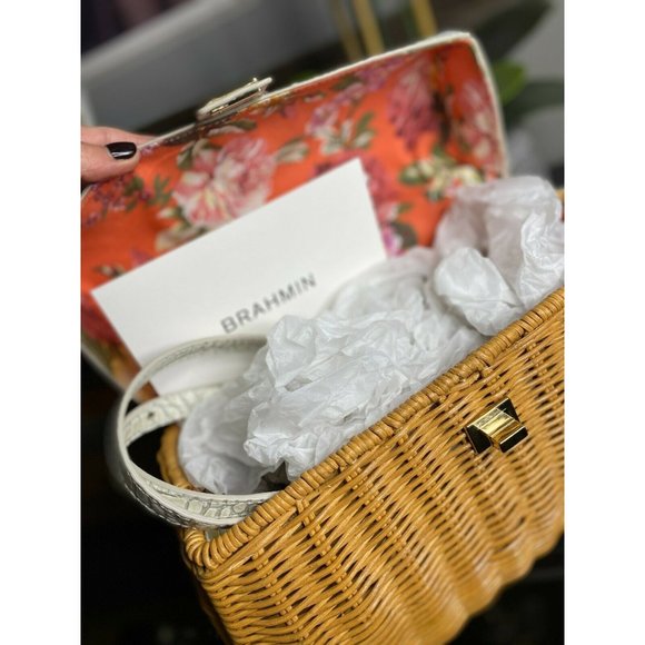 (Sold) BRAHMIN Tracy Satchel Pearl Herring Wicker - Picture 11 of 12